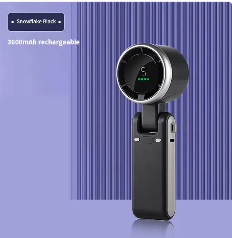 Portable Handheld USB Rechargeable Plastic Electric Fan with 5 Speed Turbo Air Duct for Travel, Outdoor, Home and Office